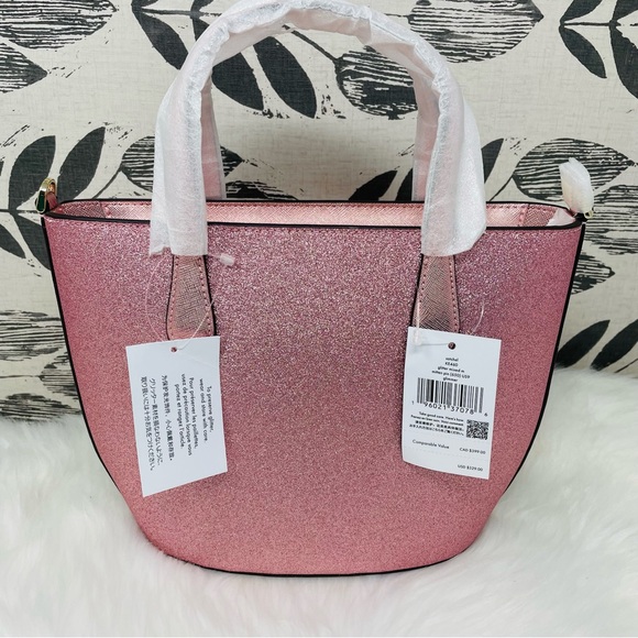 BRAND NEW WITH TAG NWT KATE SPADE GLIMMER SMALL SATCHEL IN MITTEN PINK GLITTER - Picture 3 of 8